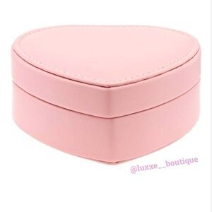 Pink Faux Leather Heart Shaped Jewelry Box